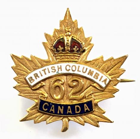 Canadian CEF 62nd Infantry Battalion British Columbia sweetheart brooch