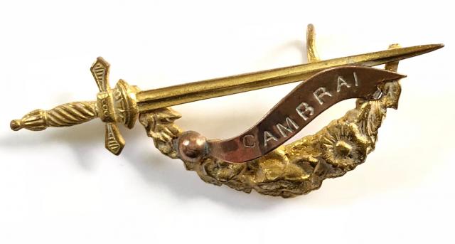 WW1 Battle of Cambrai sword sweetheart brooch