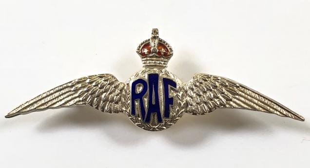 Royal Air Force pilot's wing silver RAF sweetheart brooch