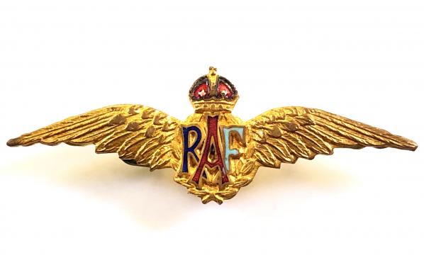 Royal Air Force pilot's wing RAF gilt and enamel sweetheart brooch
