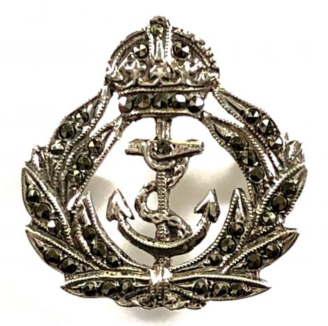 Royal Navy silver and marcasite sweetheart brooch
