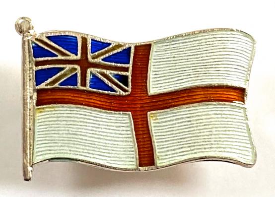 Royal Navy White Ensign 1914 silver and enamel flag brooch