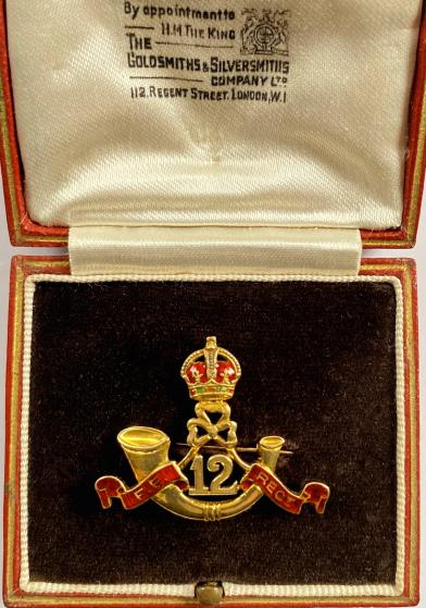 12th Frontier Force Regiment Indian Army gold military brooch & case