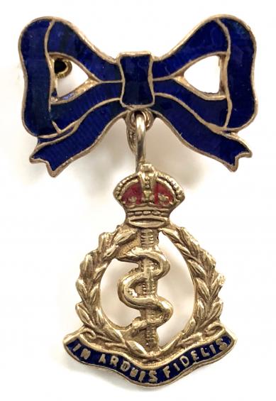 Royal Army Medical Corps gilt & enamel RAMC sweetheart bow brooch