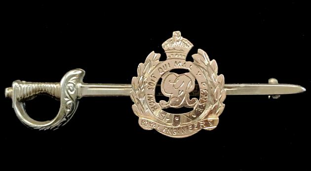 Royal Engineers 1916 silver gold sword sweetheart brooch