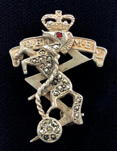 Royal Electrical & Mechanical Engineers marcasite sweetheart brooch
