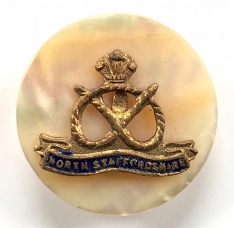 WW1 North Staffordshire Regiment mother of pearl sweetheart brooch