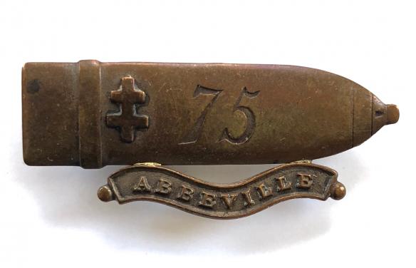 WW1 French heavy artillery shell 75 Abbeville badge