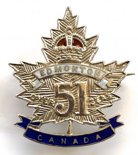 Canadian CEF 51st Infantry Battalion silver sweetheart brooch
