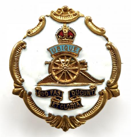 Royal Artillery white face enamel regimental sweetheart brooch