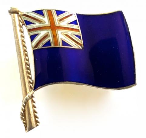 Royal Navy Blue Ensign flag silver and enamel brooch
