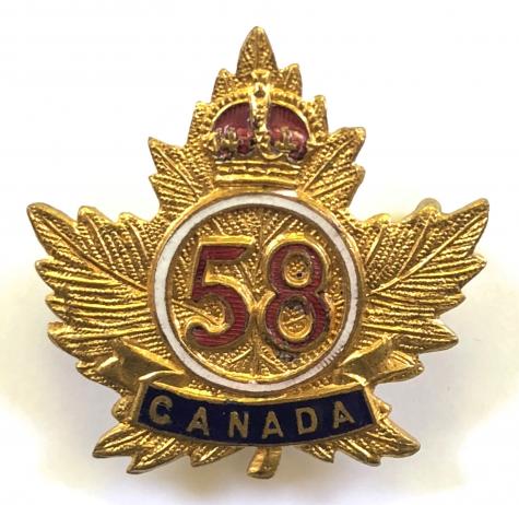 WW1 Canadian 58th Infantry Battalion CEF sweetheart brooch