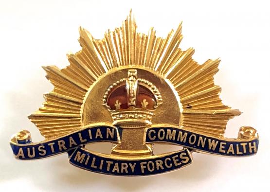 WW1 Australian Military Forces gold and enamel sweetheart brooch