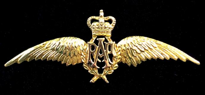 Royal Air Force pilot's wing gold RAF sweetheart brooch