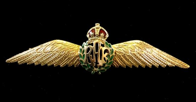 Royal Air Force Pilot's Wing gold & enamel RAF sweetheart brooch