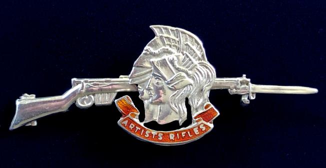 WW1 28th County of London Artists Rifles silver rifle sweetheart brooch
