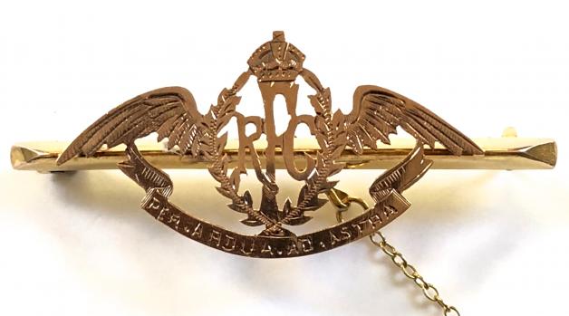 WW1 Royal Flying Corps pilot's wing gold RFC sweetheart brooch