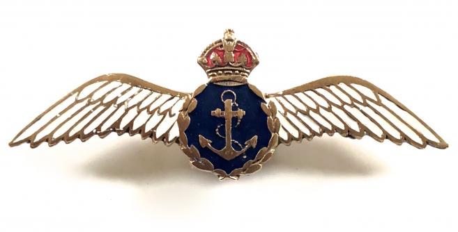 WW2 Fleet Air Arm pilot's wing gilt and enamel sweetheart brooch