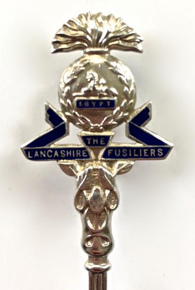 WW1 Lancashire Fusiliers 1915 silver regimental spoon by Marples & Beasley