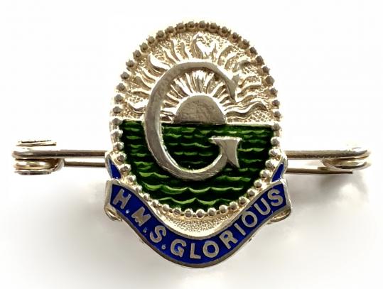 HMS Glorious silver and enamel sweetheart brooch sunk by Scharnhorst and Gneisenau 1940