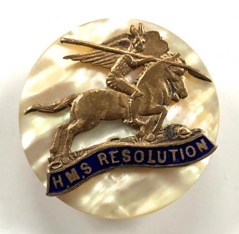 Royal Navy Ship HMS Resolution sweetheart brooch