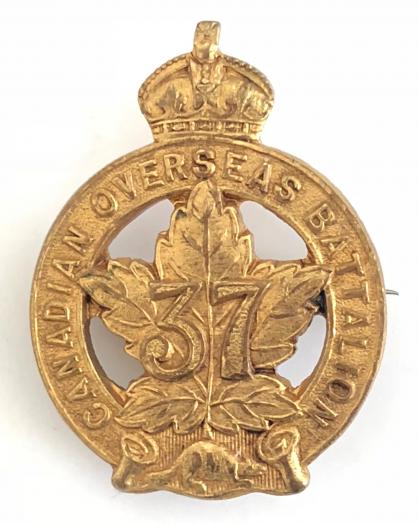 WW1 Canadian Overseas 37th Infantry Battalion CEF sweetheart brooch