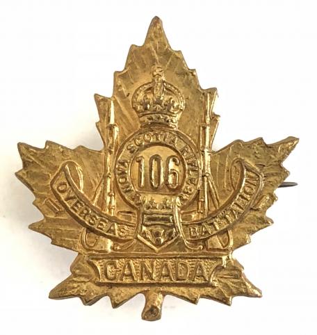 WW1 Canadian 106th Infantry Battalion Nova Scotia Rifles CEF sweetheart brooch