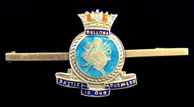 WW2 Royal Navy Ship HMS Bellona silver pin bar badge