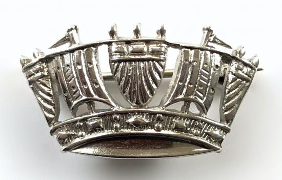 Royal Navy and Merchant Services silver nautical crown brooch