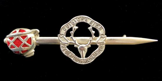 Seaforth Highlanders silver brooch mounted on Basket Hilted Broadsword