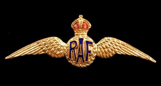Royal Air Force pilot's wing gilt and enamel  RAF sweetheart brooch