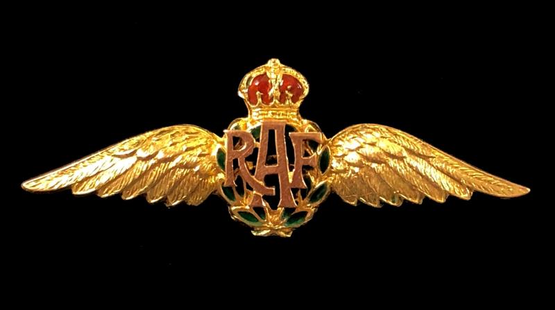 Royal Air Force pilot wing gold RAF sweetheart brooch