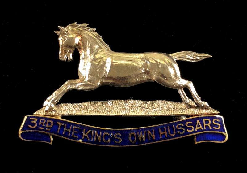 3rd The King's Own Hussars gold & enamel regimental sweetheart brooch