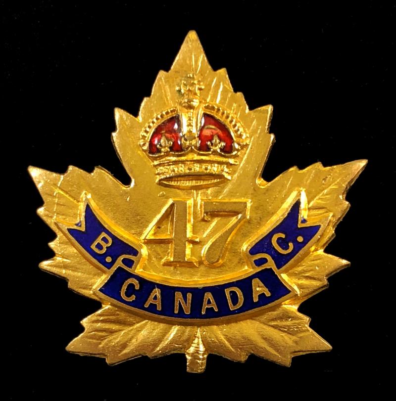 Canadian CEF 47th Infantry Battalion British Columbia sweetheart brooch