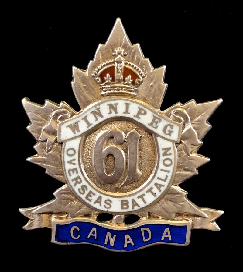 Canadian CEF 61st Infantry Bn Winnipeg 1915 silver sweetheart brooch