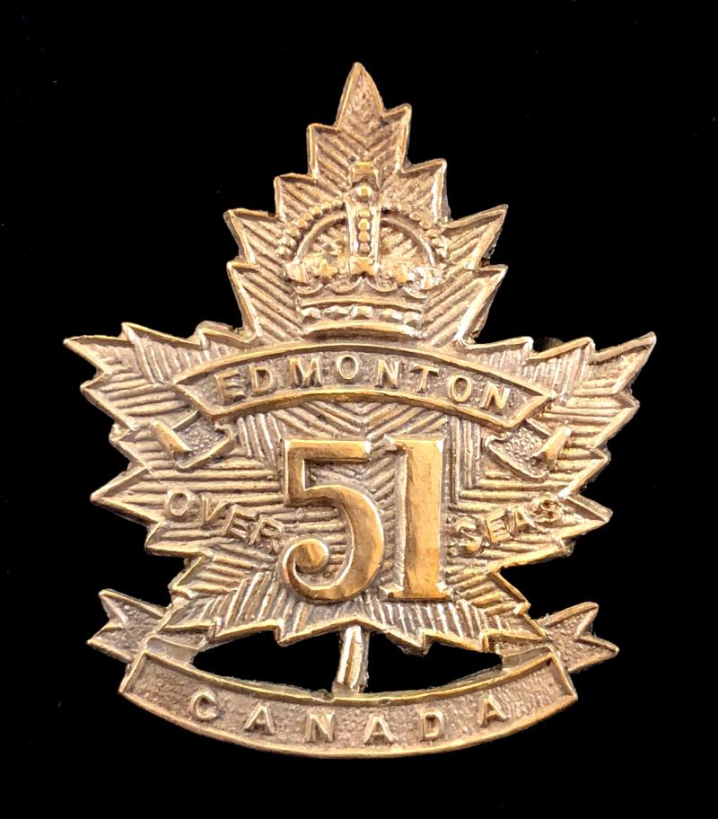 Canadian CEF 51st Infantry Battalion brass sweetheart brooch