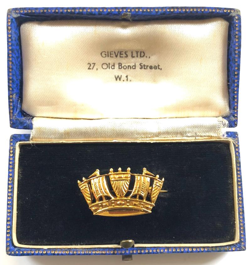 Royal Navy & Merchant Navy 1950 Gold Nautical Crown Brooch by James William Benson