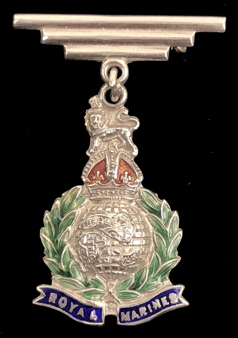 WW2 Royal Marines silver & enamel regimental sweetheart brooch