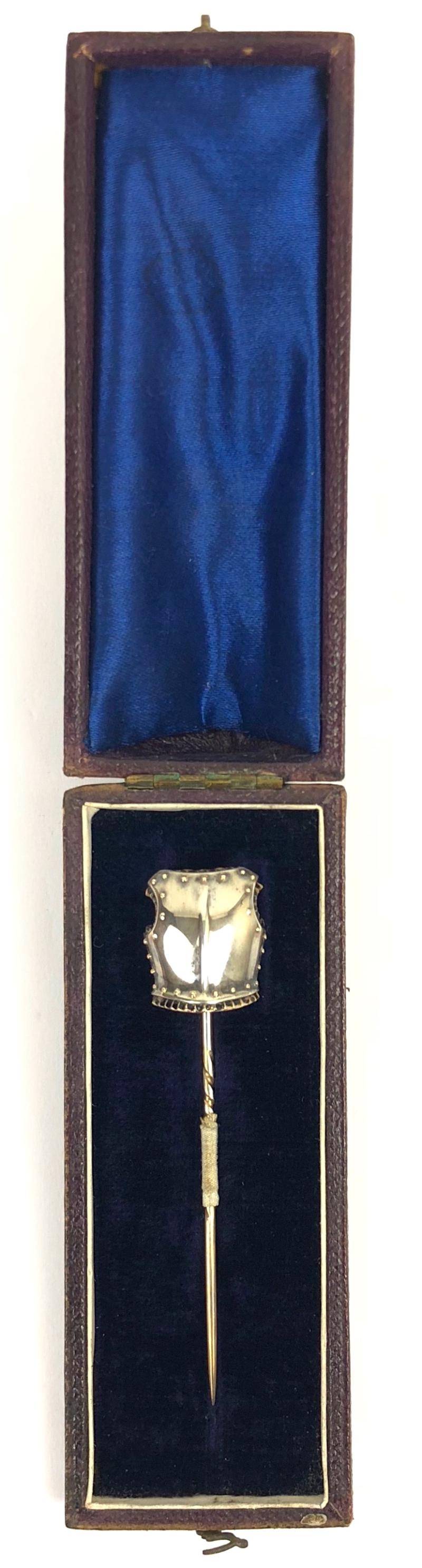 Household Cavalry Victorian cravat pin with case