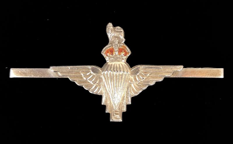Parachute Regiment silver & enamel bar brooch