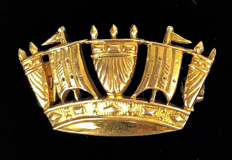 Royal Navy Nautical Crown 9ct Gold Brooch by Page Plymouth