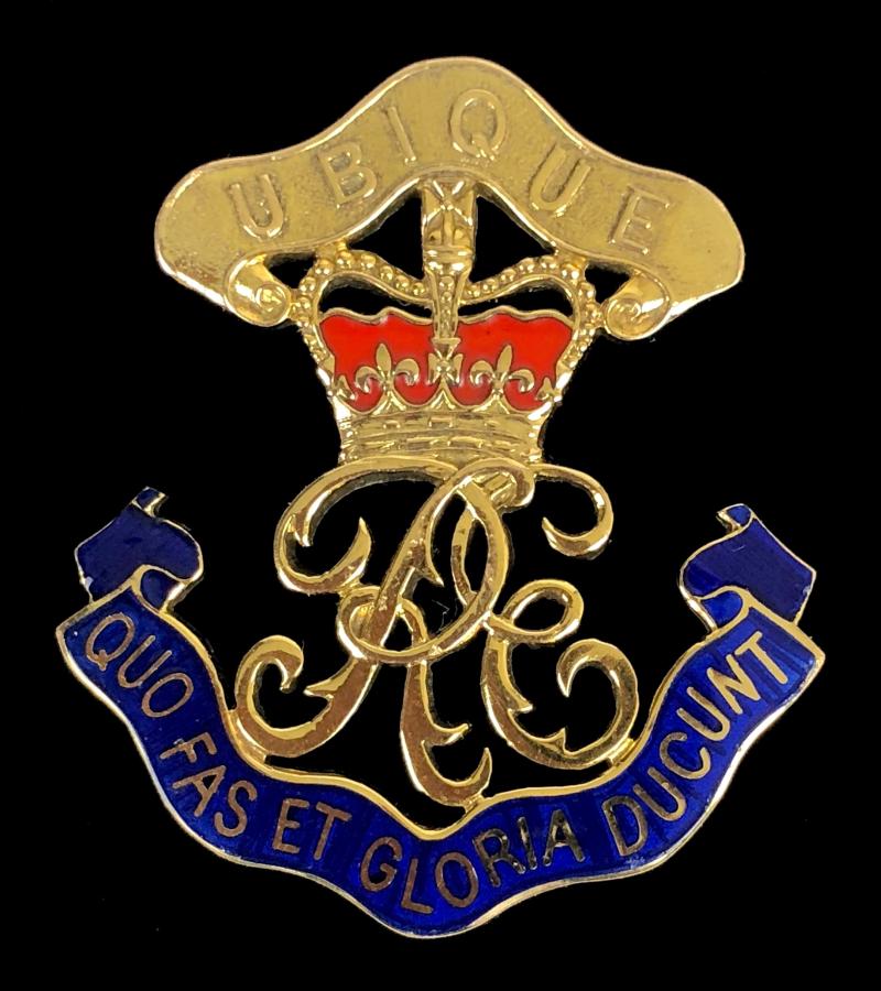EIIR Royal Engineers 1984 Gold & Enamel 'RE Monogram' Regimental Brooch