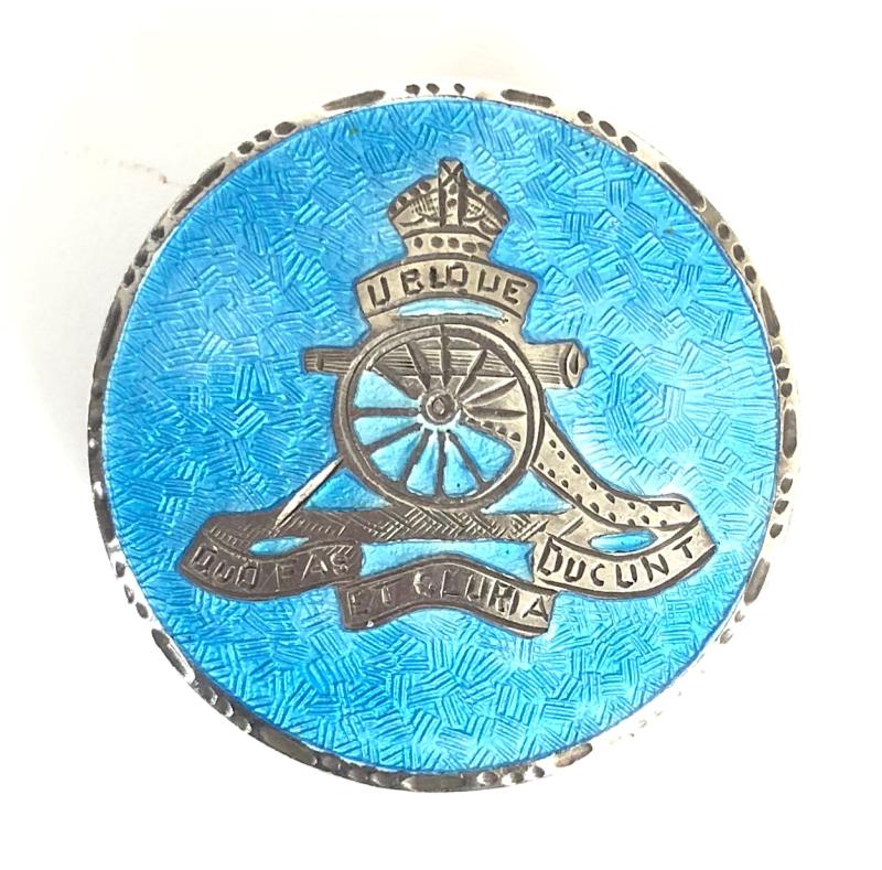 WW1 Royal Artillery Silver Guilloche Enamel Regimental Sweetheart Brooch