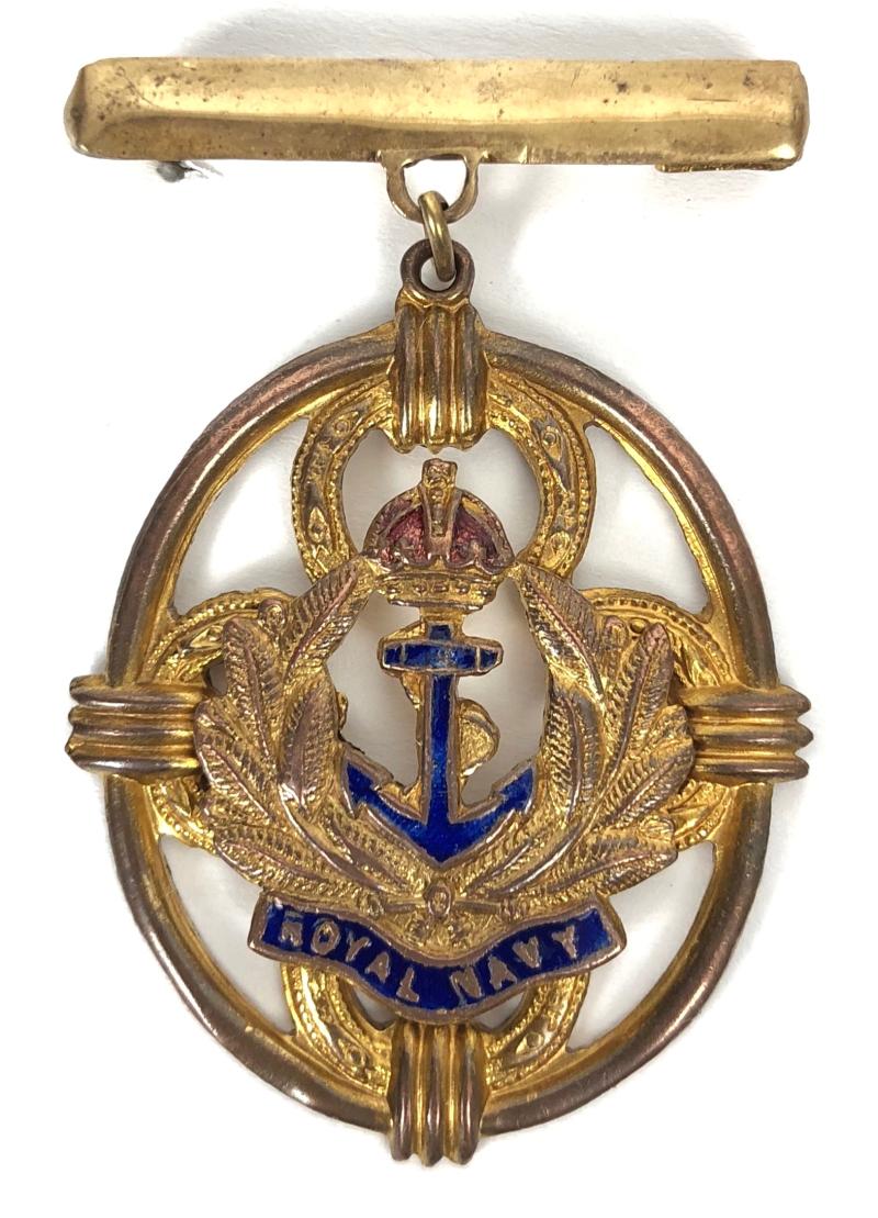 WW2 Royal Navy gilt and enamel suspension sweetheart brooch