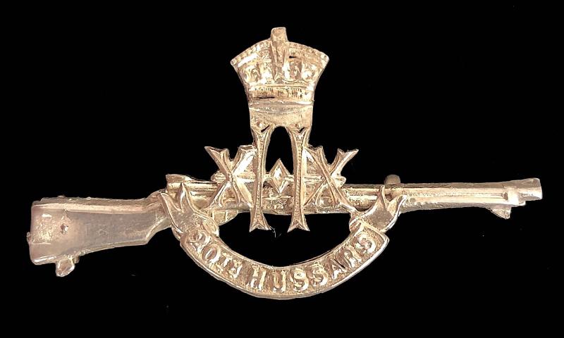 20th Hussars 1914 hallmarked silver rifle brooch