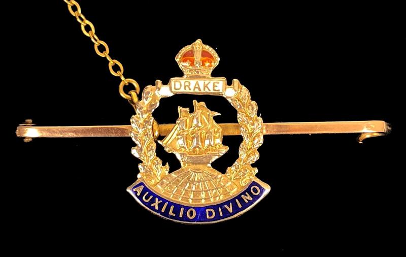 WW1 Drake Battalion Royal Naval Division Gold sweetheart brooch Thomas Lyster Mott