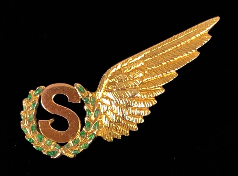 Royal Air Force Signaller's Brevet 1985 hallmarked 9 carat gold RAF regimental brooch