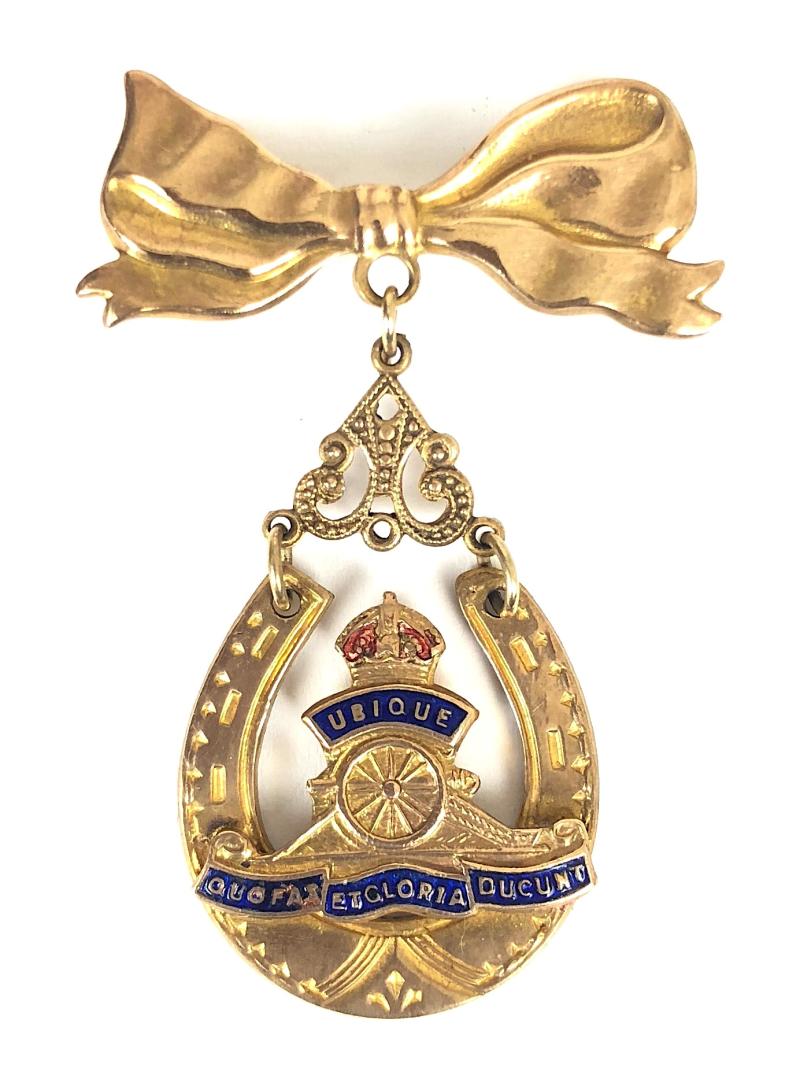 Royal Artillery Good Luck Horseshoe bow suspension regimental sweetheart brooch