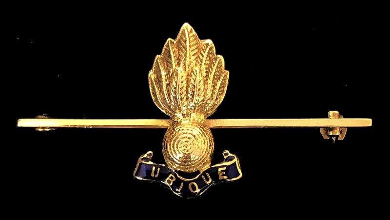 Royal Engineers Ubique Grenade 1963 gold regimental brooch Garrard & Co London