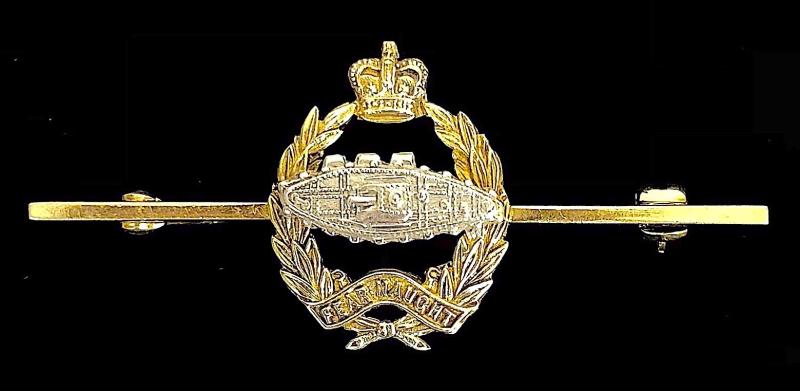 Royal Tank Regiment Silver Gilt Bar Brooch circa 1950's